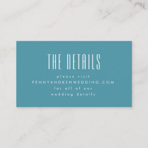 Bold Retro Typography Chic Teal Wedding Website Enclosure Card
