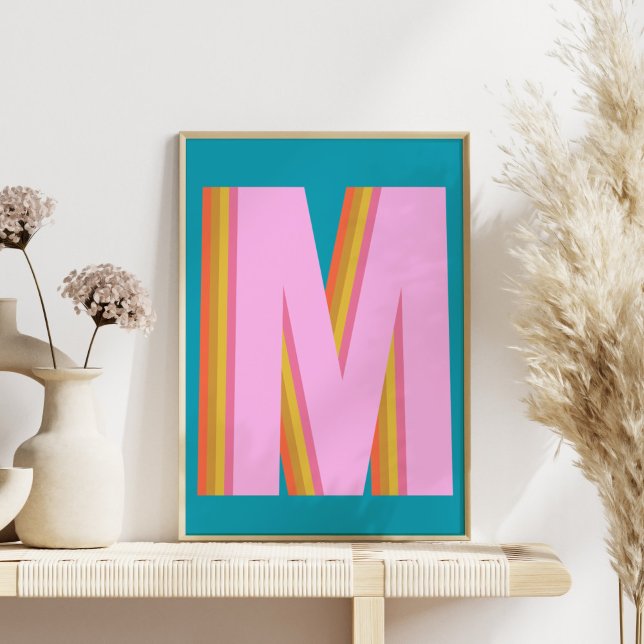 Bold Retro Typography Monogram Letter in Blue Poster (Creator Uploaded)