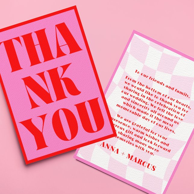 Bold Retro Typography Pink Red Vibrant Thank You Card (Creator Uploaded)