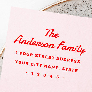 Bold retro typography return address rubber stamp