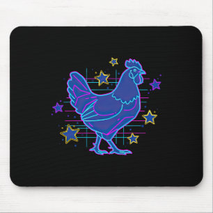 Bold Retro Vaporwave Blue Pink Funny Meme Chicken  Mouse Pad