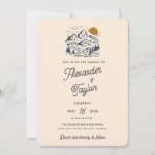 Bold Retro Vintage Mountain Landscape Wedding Invitation (Front)