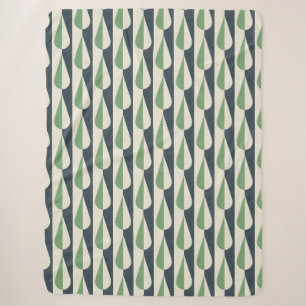 Bold retro water drop green and grey sherpa blanket