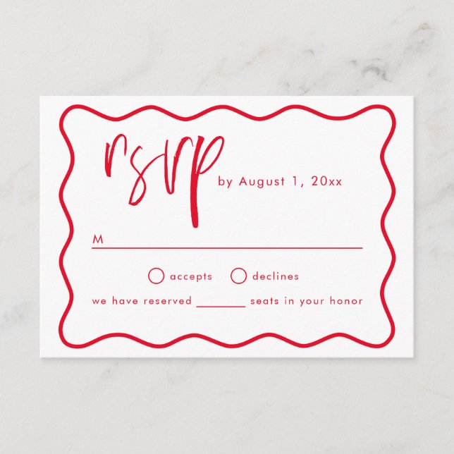 Bold Retro Wavy Frame RSVP Card (Front)