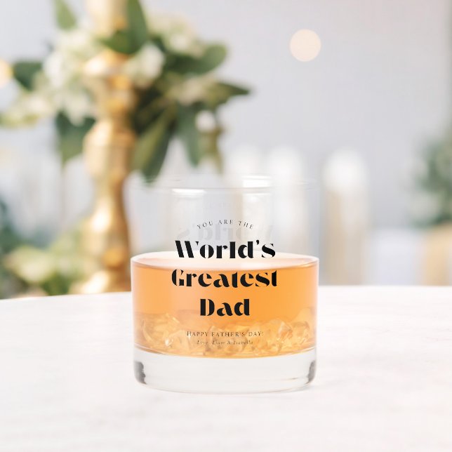 Bold Retro World's Greatest Dad Whiskey Glass (Insitu (Wedding))