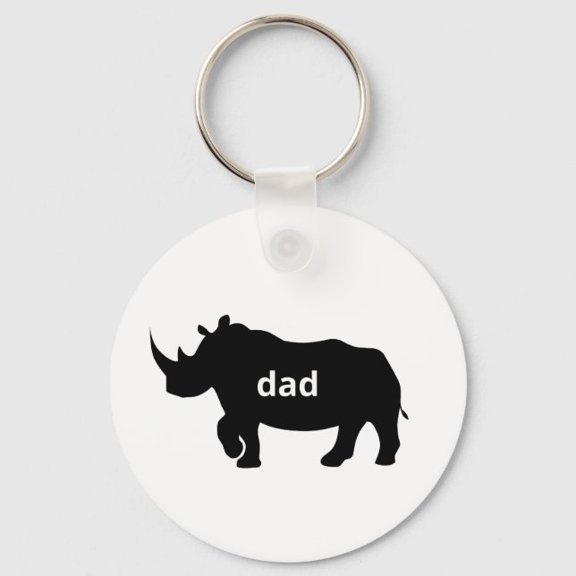  Bold Rhino Dad – Strong Silhouette Tribute Key Ring (Front)