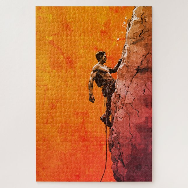Bold Rock Climber Wall Art Jigsaw Puzzle (Vertical)