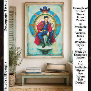 Bold Rockabilly Style Portrait FM1R Decoupage Tissue Paper