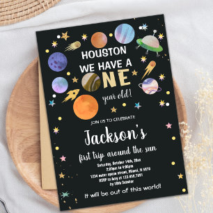 Bold Rocket & Planet Galaxy Theme for Kids Invitation
