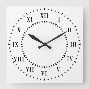 Bold Roman Numberals With Guide Wedges Square Wall Clock