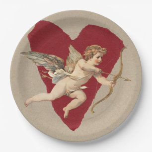 Bold Romance Classics Red Heart Angel Bow & Arrow Paper Plate