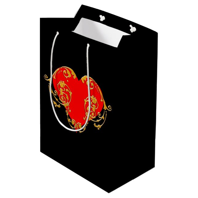 Bold Romantic Valentine Red Goth Heart  Medium Gift Bag (Back Angled)
