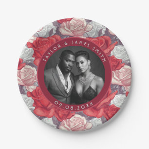 Bold Rose Bridal Shower Wedding Plates For Wedding