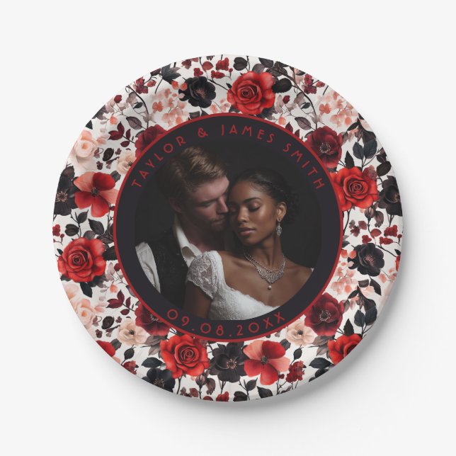 Bold Rose Classic Wedding Plates For Bridesmaid Gi (Front)