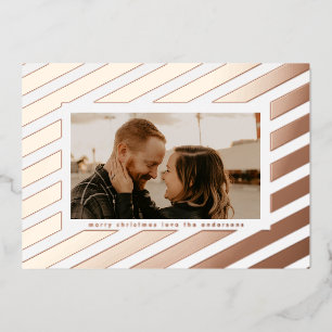 Bold Rose Gold Pressed Christmas Stripe Photo