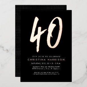 Bold rose gold stylish fun 40th birthday party