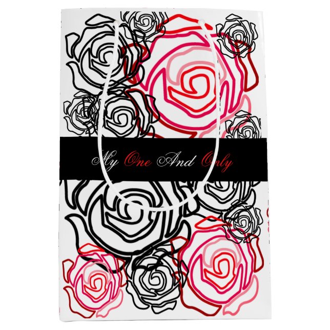 'Bold Rose-My One and Only' Medium Gift Bag (Front)