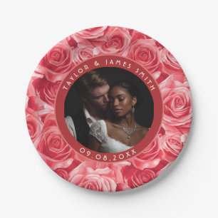 Bold Rose Wildflower Plates For Bridal Party
