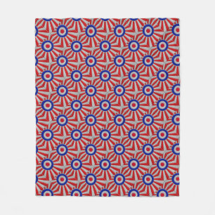 Bold Roundel Sunburst Design in Carbon Fibre Style Fleece Blanket