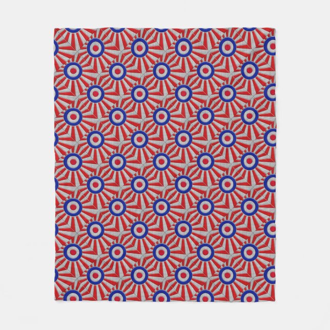 Bold Roundel Sunburst Design in Carbon Fibre Style Fleece Blanket (Front)