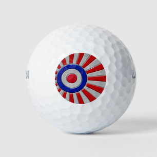 Bold Roundel Sunburst Design in Carbon Fibre Style Golf Balls