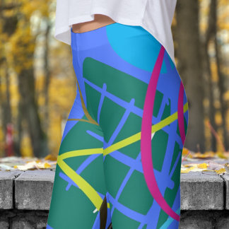 Bold Royal Blue Abstract Print Leggings