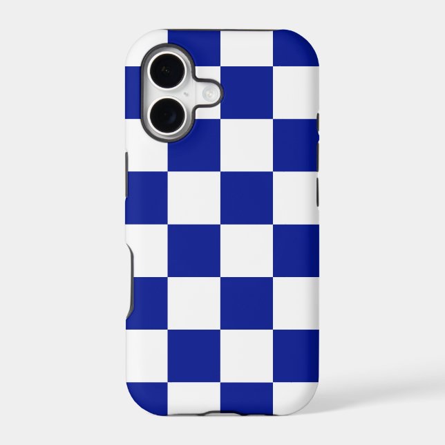 Bold Royal Blue and White Chequerboard Pattern (Back)