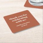 Bold Rust Fall Retro Custom Wedding Thank You<br><div class="desc">Bold Minimalist Rust Fall Retro Simple Custom Wedding Thank You Square Paper Coaster</div>