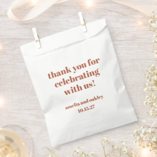 Bold Rust Fall Retro Custom Wedding Thank You  Favour Bags