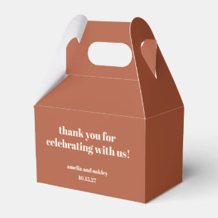 Bold Rust Fall Retro Custom Wedding Thank You Favour Box