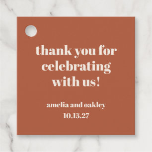 Bold Rust Fall Retro Custom Wedding Thank You Favour Tags