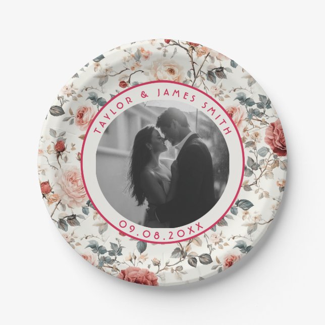 Bold Rustic Rose Disposable Plates For Bachelor (Front)