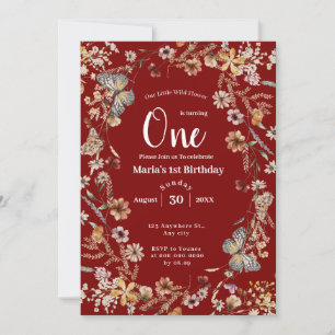 Bold Rustic Wildflower Floral Baby Birthday Invitation