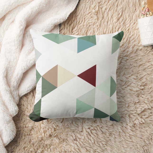 Bold Sage and White Geometric Throw Pillow (Blanket)