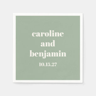 Bold Sage Green Chic Modern Wedding Custom Napkin
