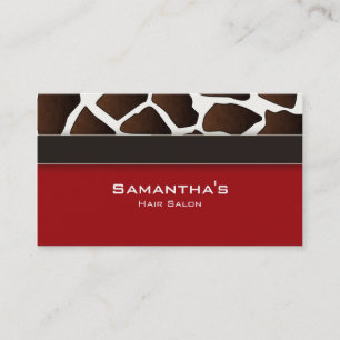 Bold Salon Spa Business Card trendy giraffe red