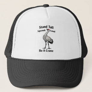 Bold Sandhill Crane Motivational Illustration Trucker Hat