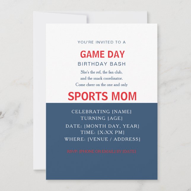 Bold Sans Serif	Funny Invitation | sports mum (Front)