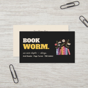 Bold Sans Serif Modern Business Card bookworm