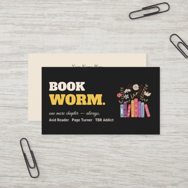 Bold Sans Serif	Modern Business Card | bookworm (Front/Back In Situ)