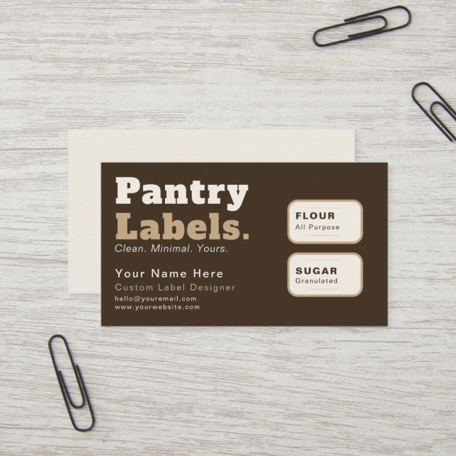 Bold Sans Serif	Modern Business Card pantry label (Front/Back In Situ)