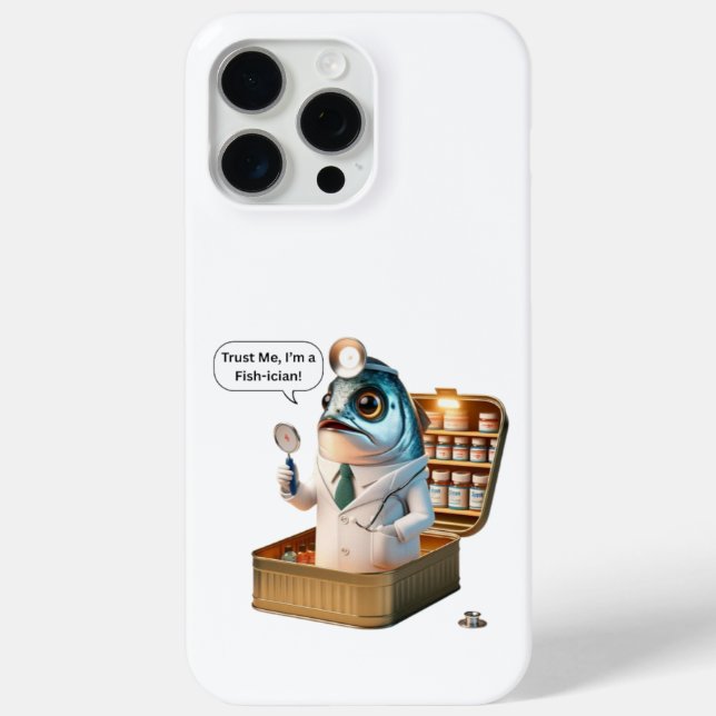  Bold Sardine Doctor Fish-ician Cartoon Pun Quote Case-Mate iPhone Case (Back)