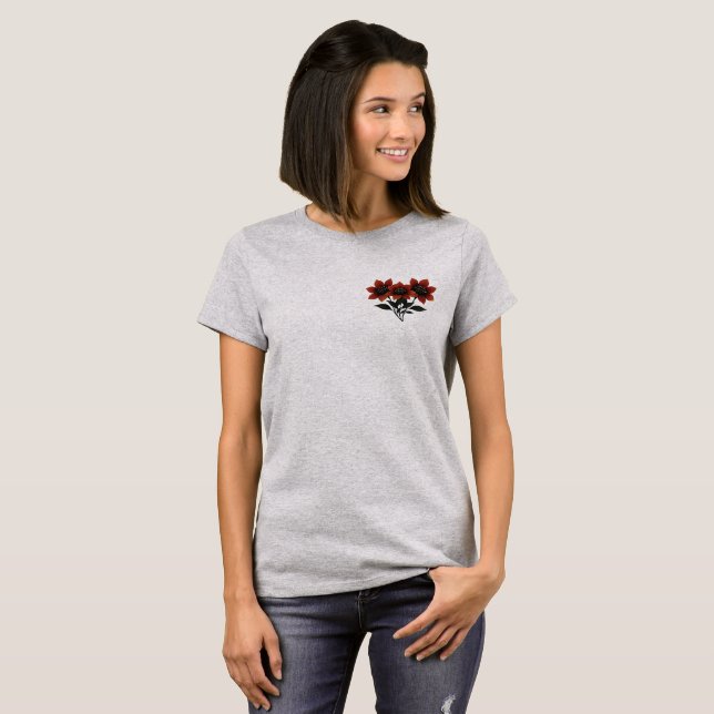 Bold Scarlet Blooms T-Shirt (Front Full)