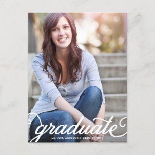 BOLD SCRIPT 2 GRADUATION INVITATION POSTCARD