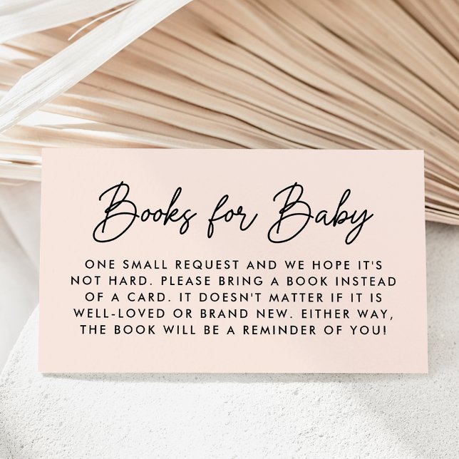 Bold Script Blush Baby Shower Book Request Enclosure Card (Creator Uploaded)
