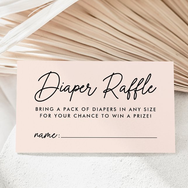 Bold Script Blush Baby Shower Diaper Raffle Enclosure Card (Creator Uploaded)