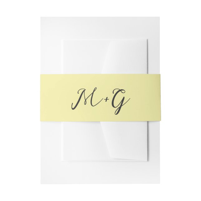 Bold Script Butter Yellow Elegant Wedding Invitation Belly Band (Front Example)
