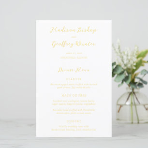 Bold Script Butter Yellow Elegant Wedding Menu