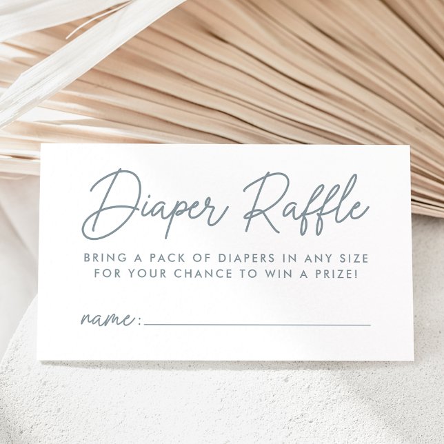Bold Script Dusty Blue Baby Shower Diaper Raffle Enclosure Card (Creator Uploaded)