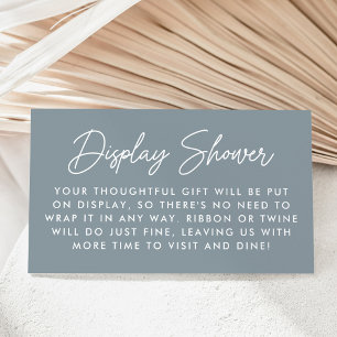 Bold Script Dusty Blue Baby Shower Display Shower Enclosure Card